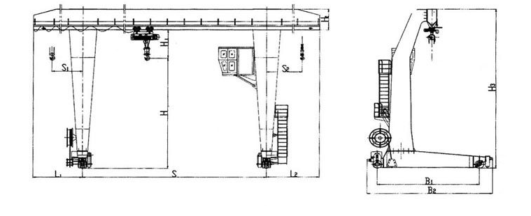 L型電葫蘆門(mén)式起重機(jī)結(jié)構(gòu)圖