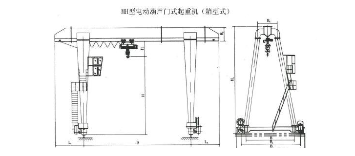 20噸MH型包廂式單梁門式起重機(jī)結(jié)構(gòu)圖