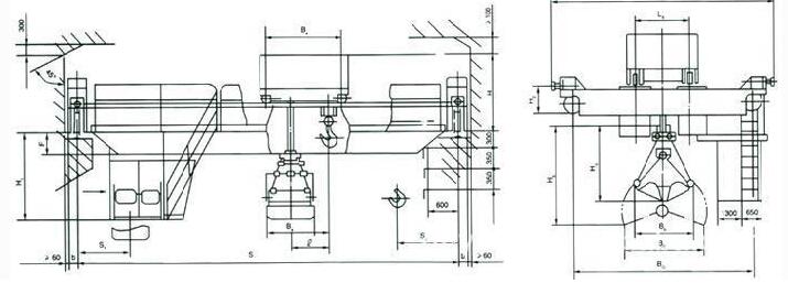 QN型抓斗吊鉤雙用橋式起重機結(jié)構(gòu)圖